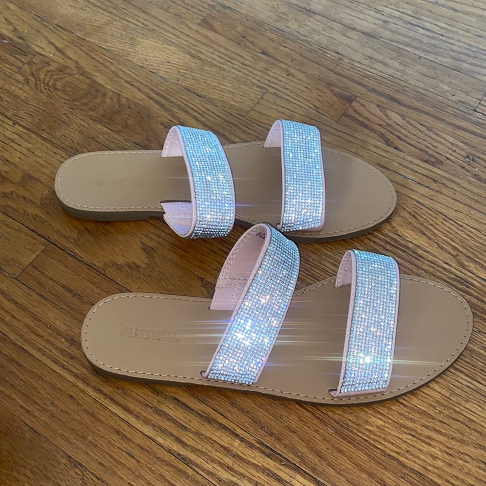 NEW Flat embellished sandals size 10